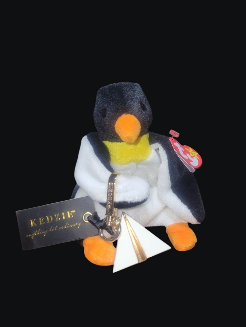 Kedzie Black & White Geometric Bag Charm/Key Chain (Penguin Not Incuded)